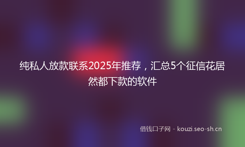 纯私人放款联系2025年推荐，汇总5个征信花居然都下款的软件
