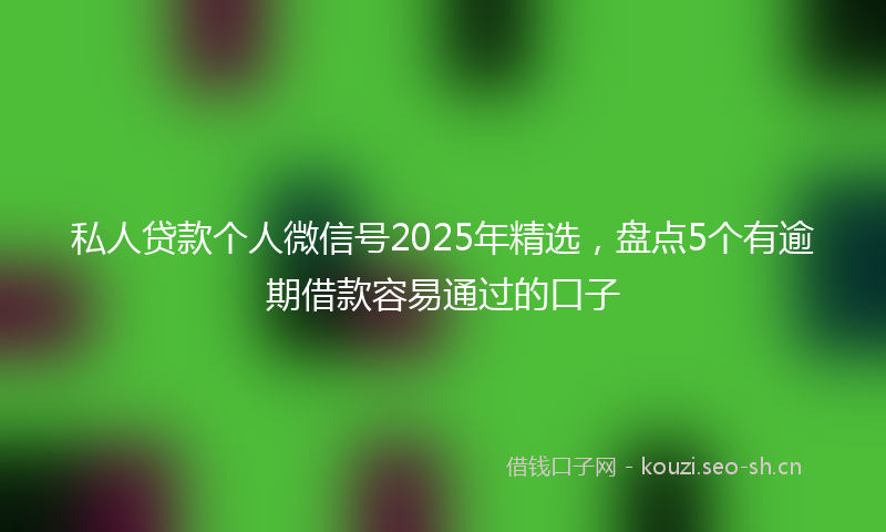 私人贷款个人微信号2025年精选，盘点5个有逾期借款容易通过的口子