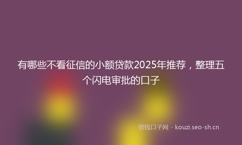 有哪些不看征信的小额贷款2025年推荐，整理五个闪电审批的口子