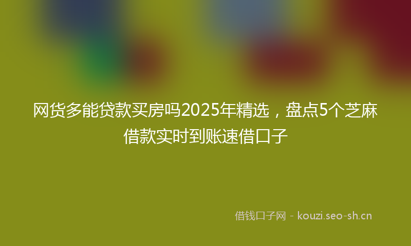 网货多能贷款买房吗2025年精选，盘点5个芝麻借款实时到账速借口子