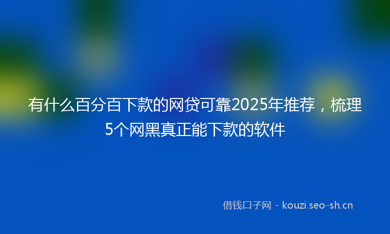 有什么百分百下款的网贷可靠2025年推荐，梳理5个网黑真正能下款的软件