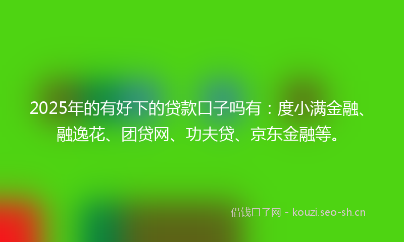 2025年的有好下的贷款口子吗有：度小满金融、融逸花、团贷网、功夫贷、京东金融等。