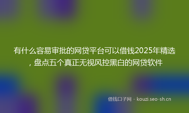 有什么容易审批的网贷平台可以借钱2025年精选，盘点五个真正无视风控黑白的网贷软件