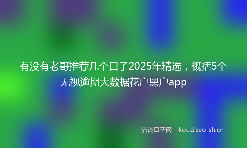 有没有老哥推荐几个口子2025年精选，概括5个无视逾期大数据花户黑户app