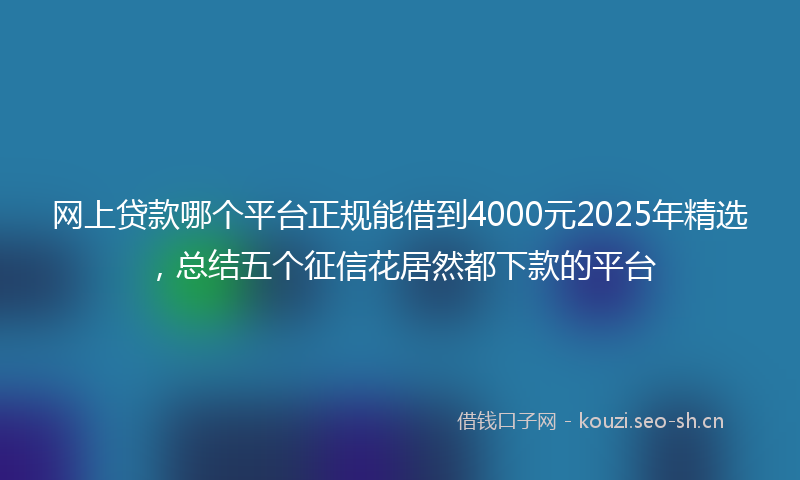 网上贷款哪个平台正规能借到4000元2025年精选，总结五个征信花居然都下款的平台