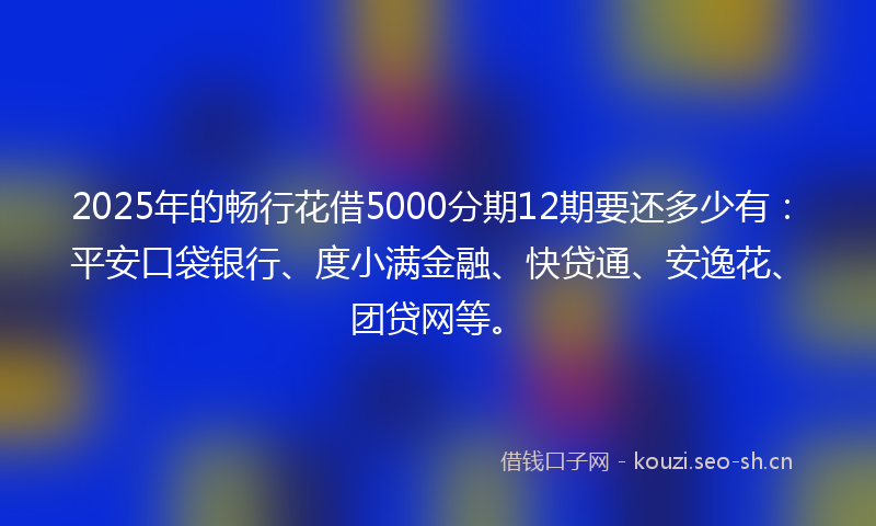 2025年的畅行花借5000分期12期要还多少有：平安口袋银行、度小满金融、快贷通、安逸花、团贷网等。