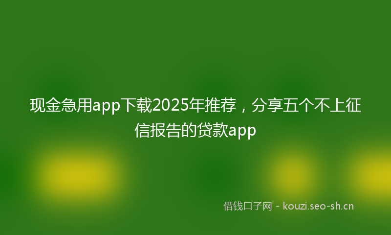 现金急用app下载2025年推荐，分享五个不上征信报告的贷款app