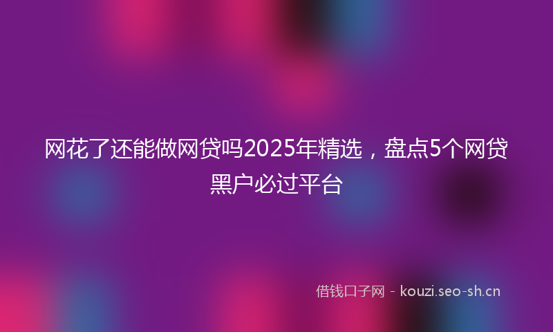 网花了还能做网贷吗2025年精选，盘点5个网贷黑户必过平台