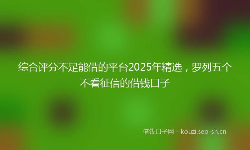 综合评分不足能借的平台2025年精选，罗列五个不看征信的借钱口子
