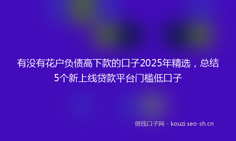 有没有花户负债高下款的口子2025年精选，总结5个新上线贷款平台门槛低口子