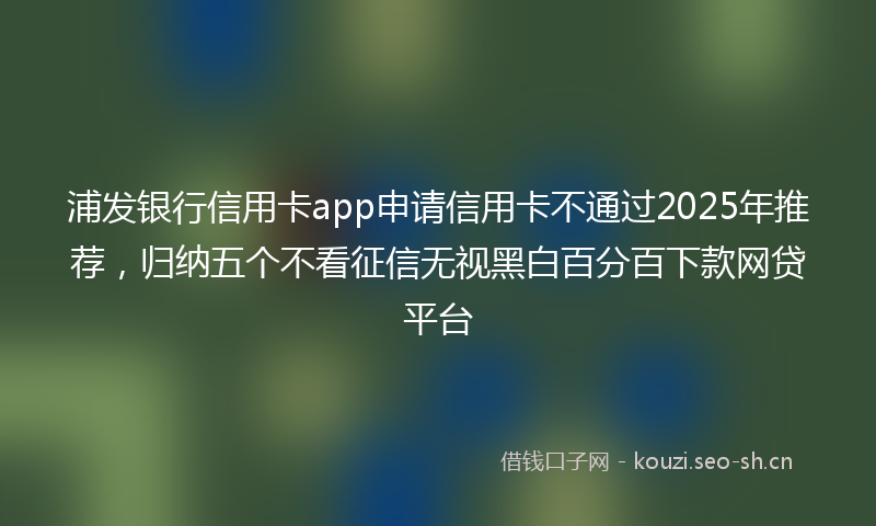 浦发银行信用卡app申请信用卡不通过2025年推荐，归纳五个不看征信无视黑白百分百下款网贷平台