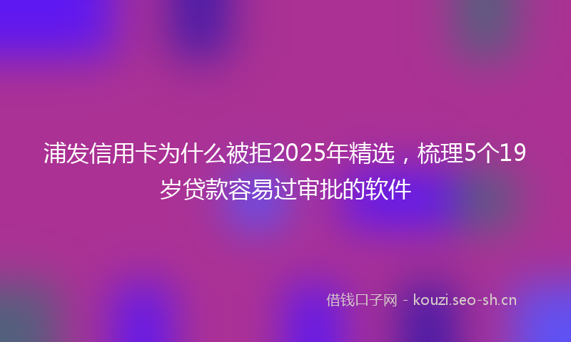 浦发信用卡为什么被拒2025年精选，梳理5个19岁贷款容易过审批的软件