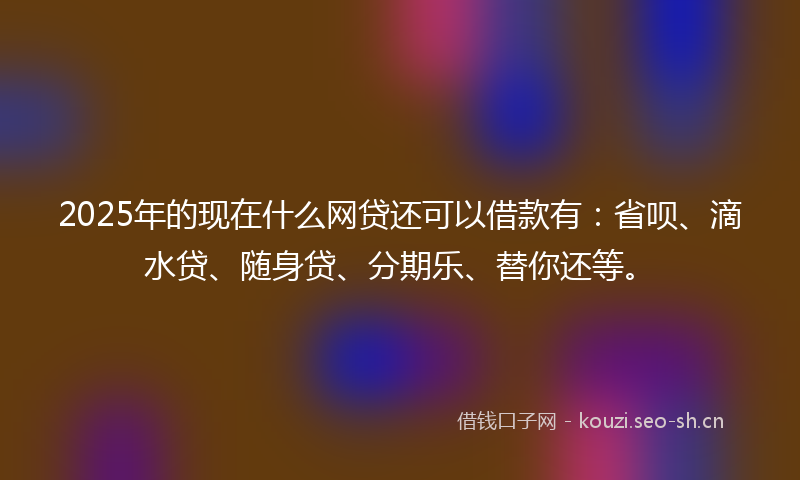 2025年的现在什么网贷还可以借款有：省呗、滴水贷、随身贷、分期乐、替你还等。