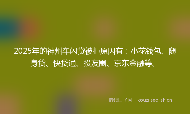 2025年的神州车闪贷被拒原因有：小花钱包、随身贷、快贷通、投友圈、京东金融等。