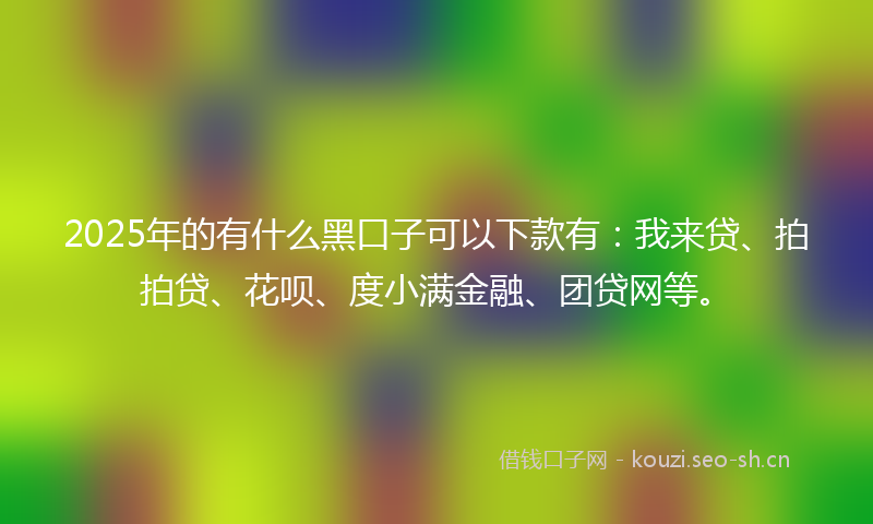 2025年的有什么黑口子可以下款有：我来贷、拍拍贷、花呗、度小满金融、团贷网等。