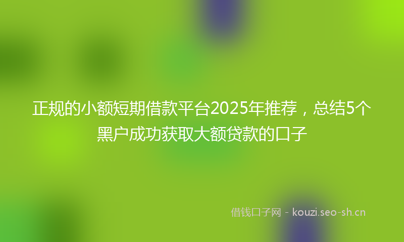 正规的小额短期借款平台2025年推荐，总结5个黑户成功获取大额贷款的口子