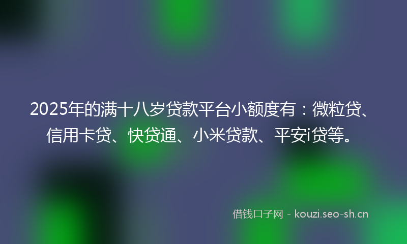 2025年的满十八岁贷款平台小额度有：微粒贷、信用卡贷、快贷通、小米贷款、平安i贷等。