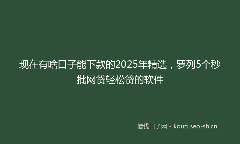 现在有啥口子能下款的2025年精选，罗列5个秒批网贷轻松贷的软件