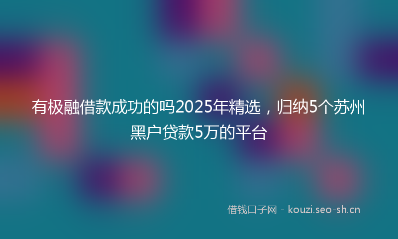 有极融借款成功的吗2025年精选，归纳5个苏州黑户贷款5万的平台