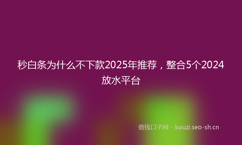 秒白条为什么不下款2025年推荐，整合5个2024放水平台