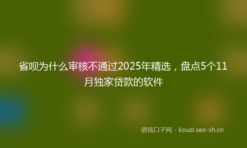 省呗为什么审核不通过2025年精选，盘点5个11月独家贷款的软件