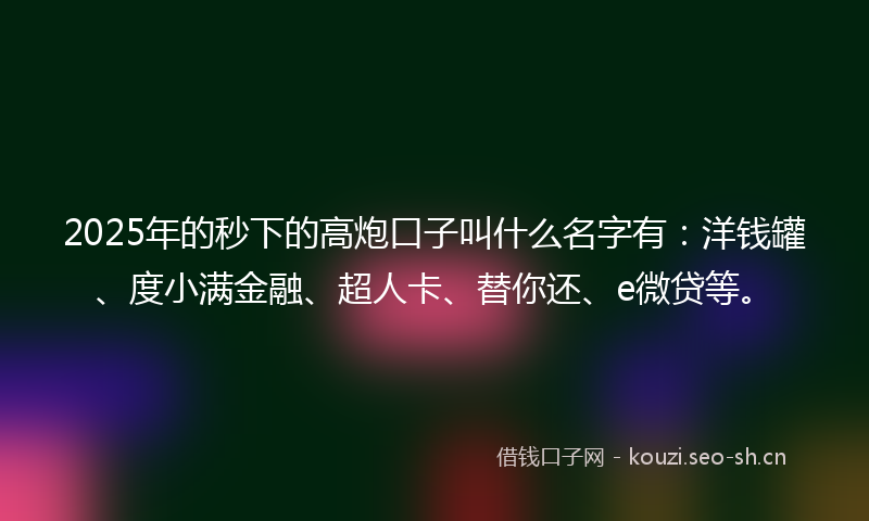 2025年的秒下的高炮口子叫什么名字有：洋钱罐、度小满金融、超人卡、替你还、e微贷等。