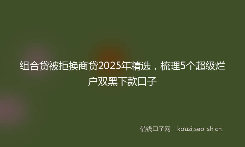 组合贷被拒换商贷2025年精选，梳理5个超级烂户双黑下款口子