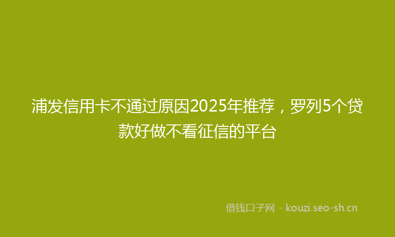 浦发信用卡不通过原因2025年推荐，罗列5个贷款好做不看征信的平台
