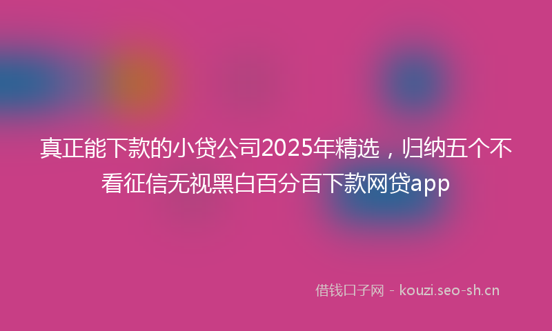 真正能下款的小贷公司2025年精选，归纳五个不看征信无视黑白百分百下款网贷app