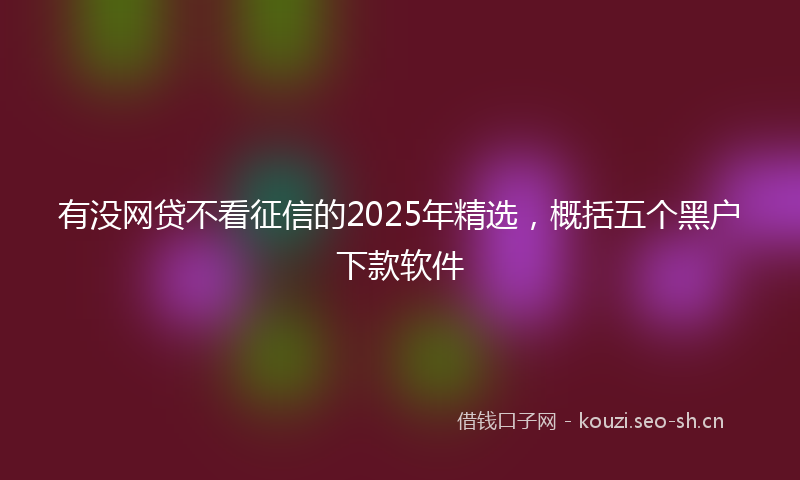 有没网贷不看征信的2025年精选，概括五个黑户下款软件