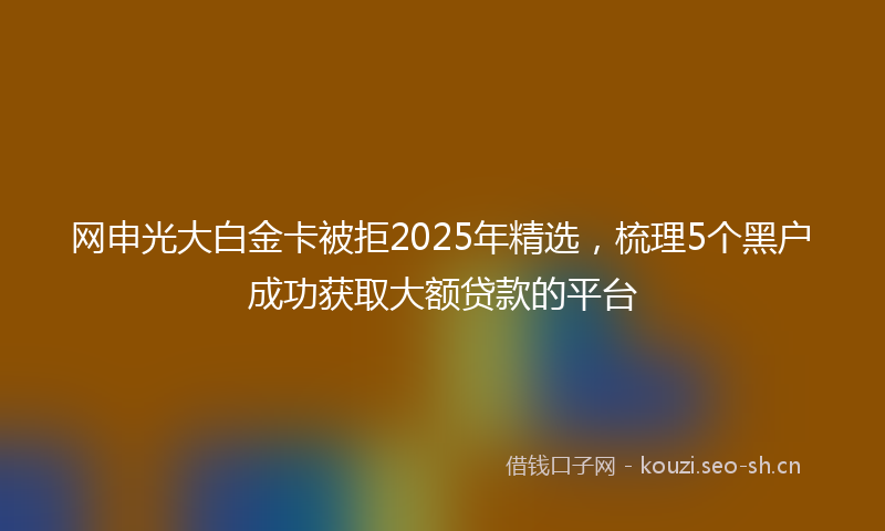 网申光大白金卡被拒2025年精选，梳理5个黑户成功获取大额贷款的平台