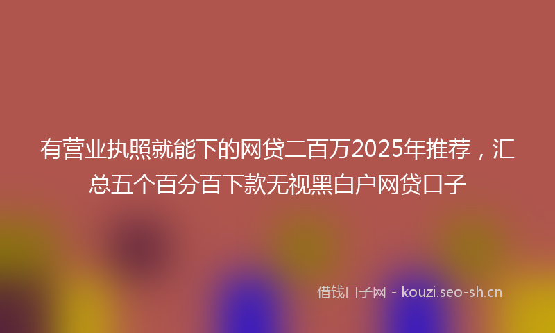 有营业执照就能下的网贷二百万2025年推荐，汇总五个百分百下款无视黑白户网贷口子