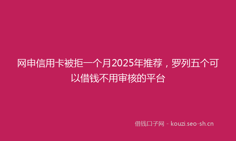 网申信用卡被拒一个月2025年推荐，罗列五个可以借钱不用审核的平台