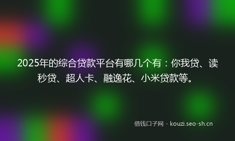 2025年的综合贷款平台有哪几个有：你我贷、读秒贷、超人卡、融逸花、小米贷款等。