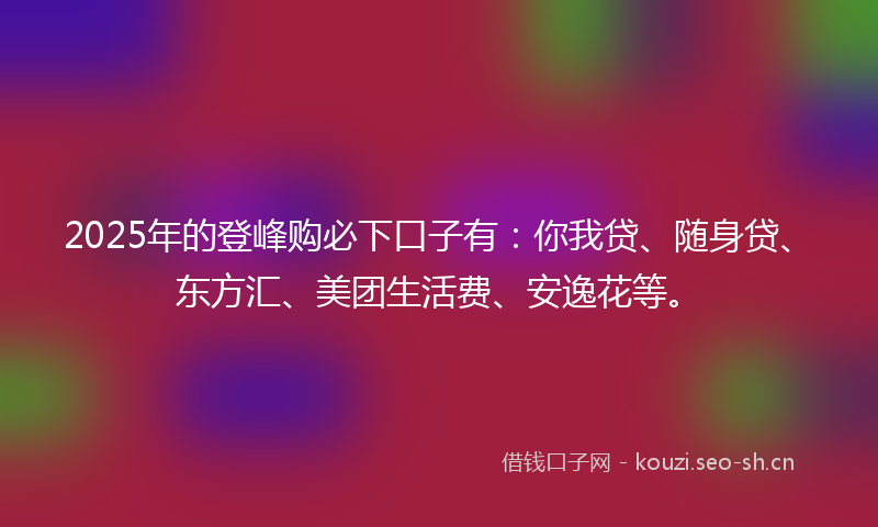 2025年的登峰购必下口子有：你我贷、随身贷、东方汇、美团生活费、安逸花等。
