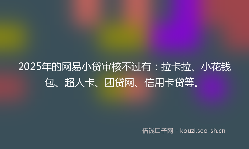 2025年的网易小贷审核不过有：拉卡拉、小花钱包、超人卡、团贷网、信用卡贷等。
