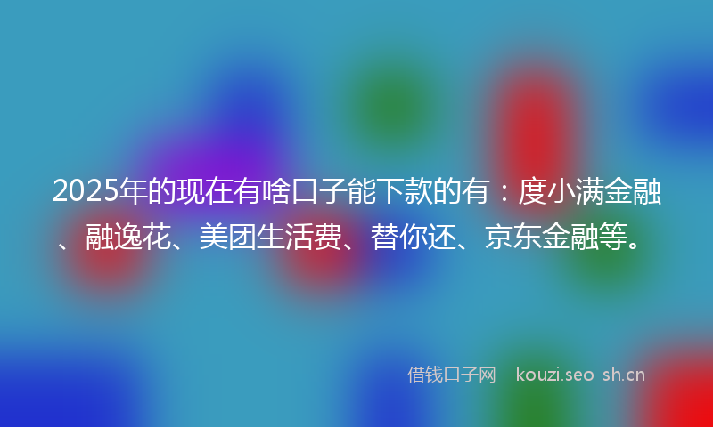 2025年的现在有啥口子能下款的有：度小满金融、融逸花、美团生活费、替你还、京东金融等。
