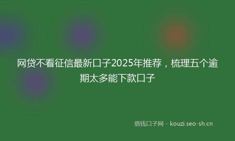 网贷不看征信最新口子2025年推荐，梳理五个逾期太多能下款口子