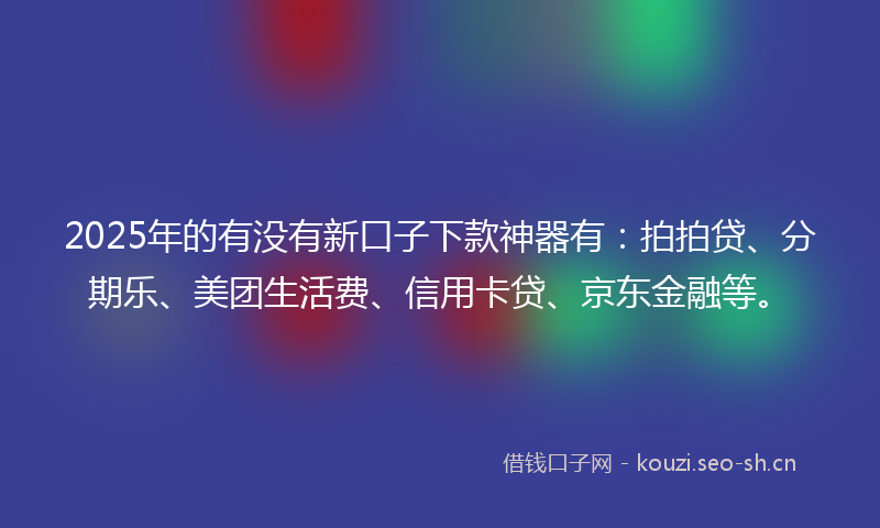 2025年的有没有新口子下款神器有：拍拍贷、分期乐、美团生活费、信用卡贷、京东金融等。