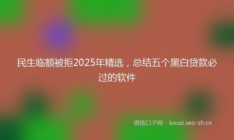民生临额被拒2025年精选，总结五个黑白贷款必过的软件