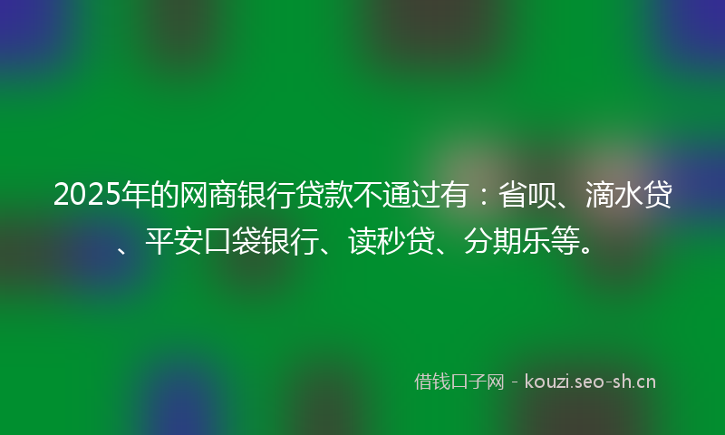 2025年的网商银行贷款不通过有：省呗、滴水贷、平安口袋银行、读秒贷、分期乐等。