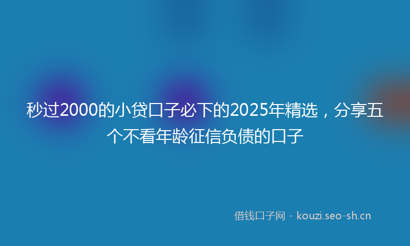 秒过2000的小贷口子必下的2025年精选，分享五个不看年龄征信负债的口子