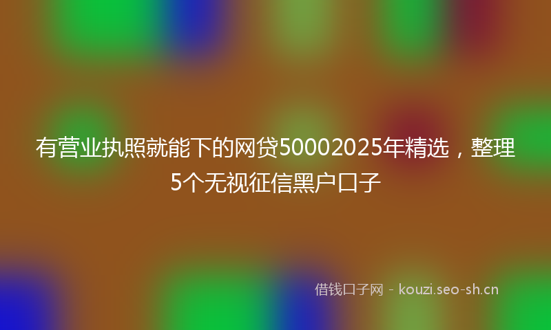 有营业执照就能下的网贷50002025年精选，整理5个无视征信黑户口子