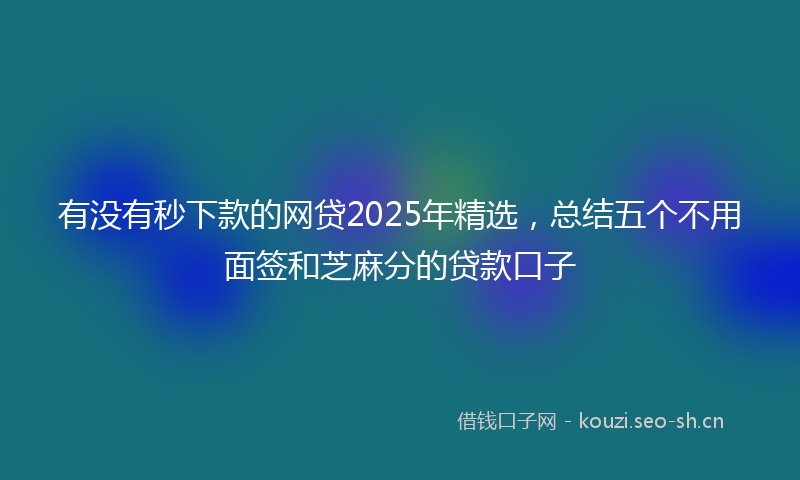 有没有秒下款的网贷2025年精选，总结五个不用面签和芝麻分的贷款口子