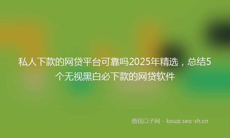 私人下款的网贷平台可靠吗2025年精选，总结5个无视黑白必下款的网贷软件