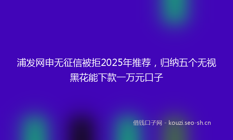 浦发网申无征信被拒2025年推荐，归纳五个无视黑花能下款一万元口子
