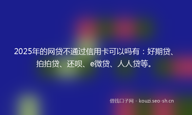 2025年的网贷不通过信用卡可以吗有：好期贷、拍拍贷、还呗、e微贷、人人贷等。