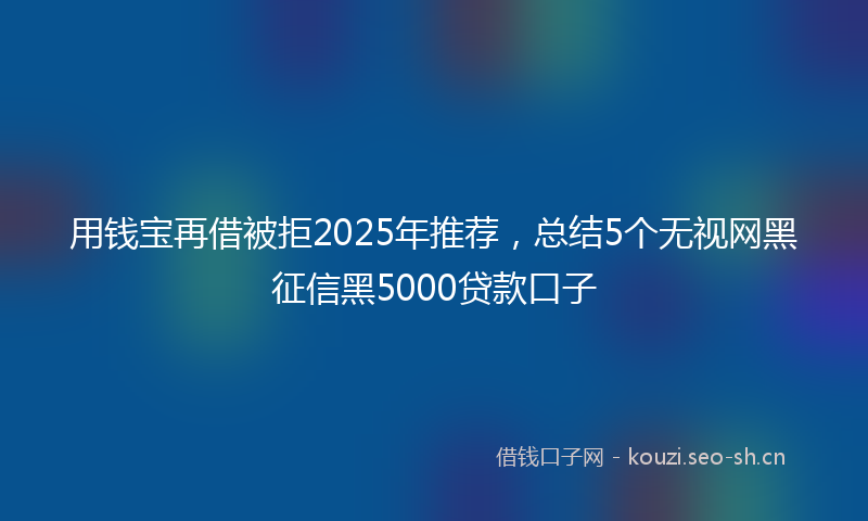 用钱宝再借被拒2025年推荐，总结5个无视网黑征信黑5000贷款口子