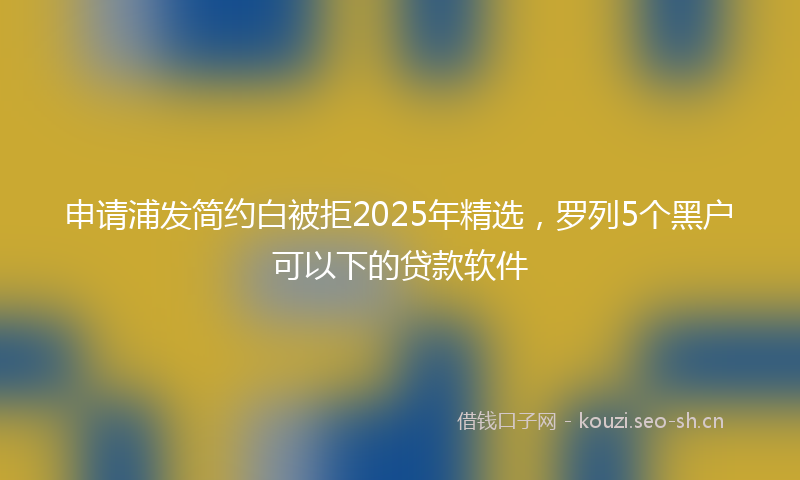 申请浦发简约白被拒2025年精选，罗列5个黑户可以下的贷款软件