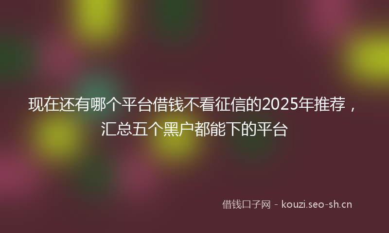 现在还有哪个平台借钱不看征信的2025年推荐，汇总五个黑户都能下的平台